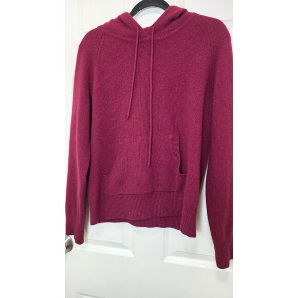 Banana Republic Womens Burgundy Wool & Angora Rabbit Hair Blend Hoodie Sweater L - Picture 2 of 8